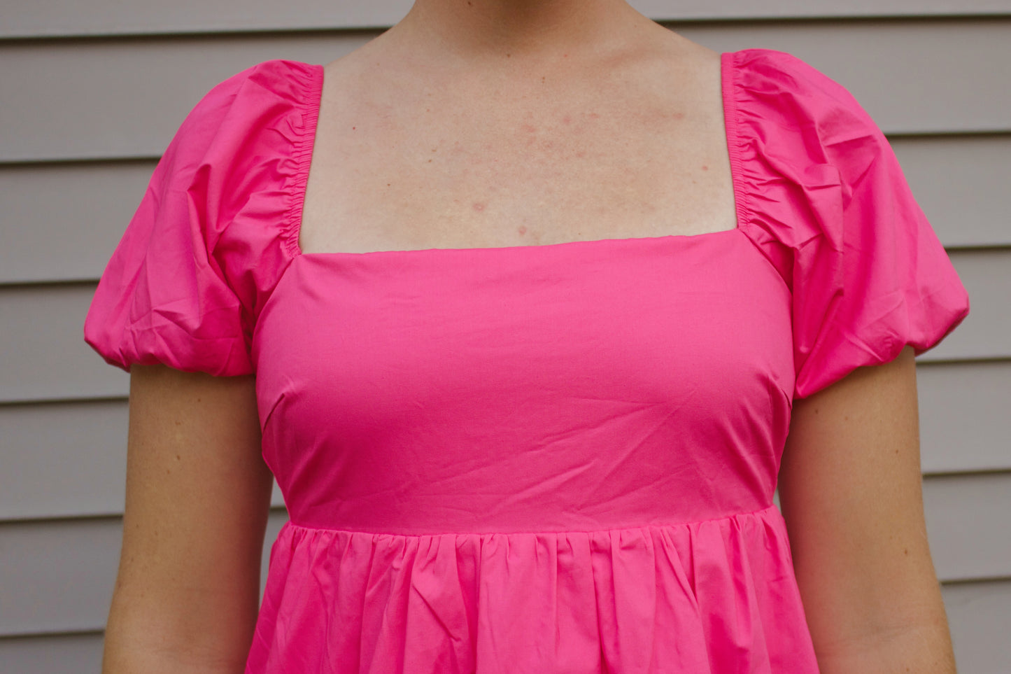 Short Sleeve Back Tie Detail Babydoll Dress – Medium