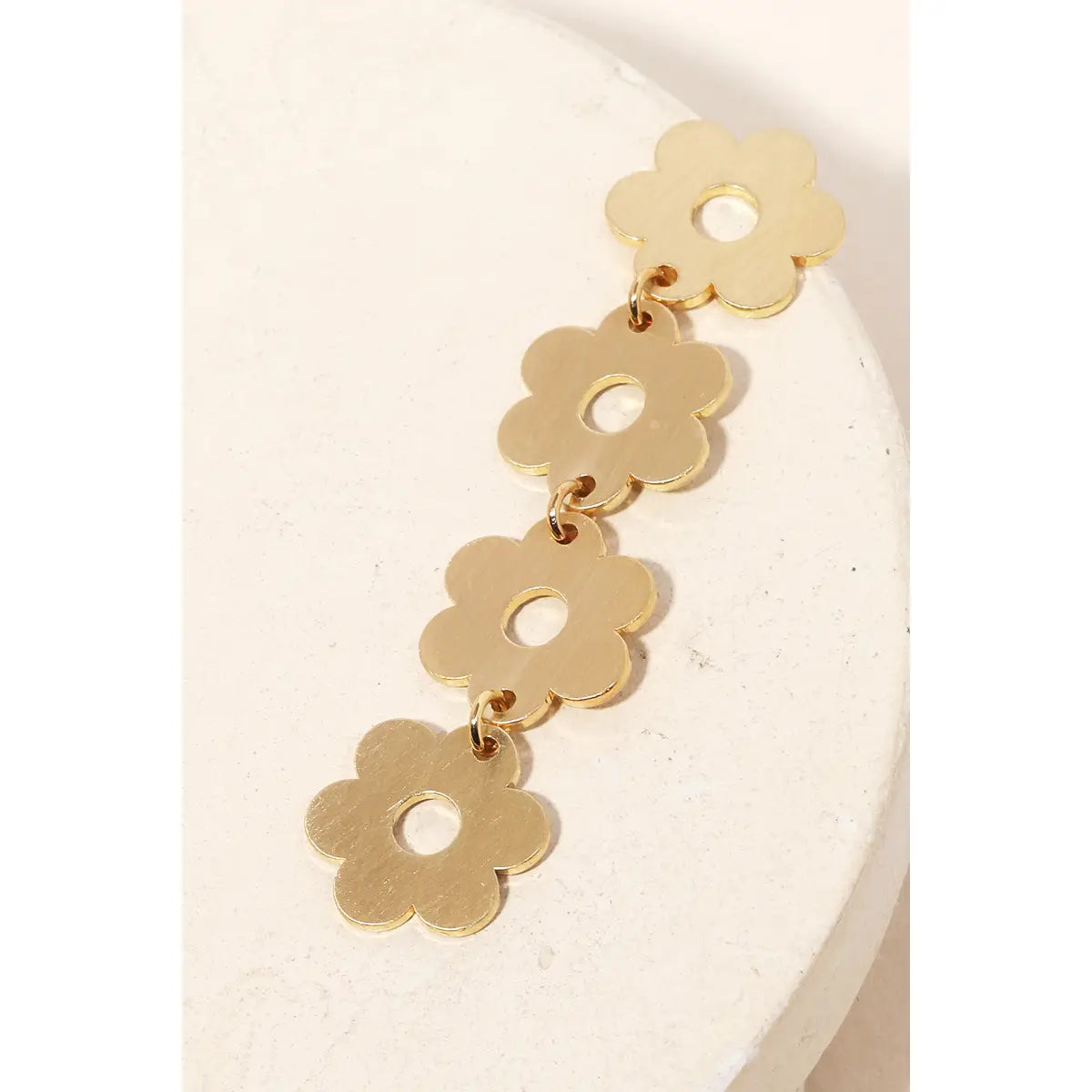 Layered Metallic Flower Drop Earrings