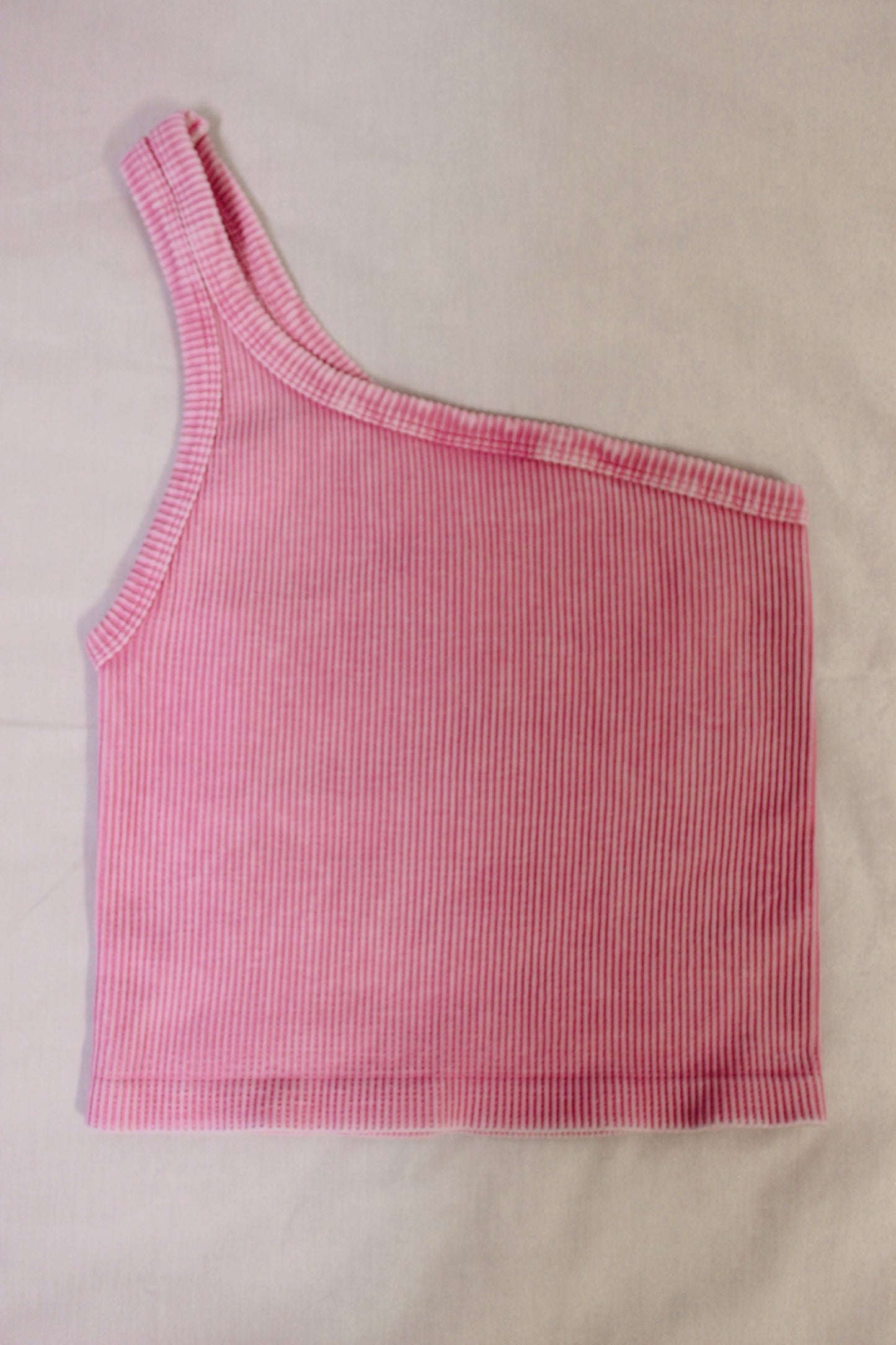 Vintage One Shoulder Crop Top – Azalea Pink