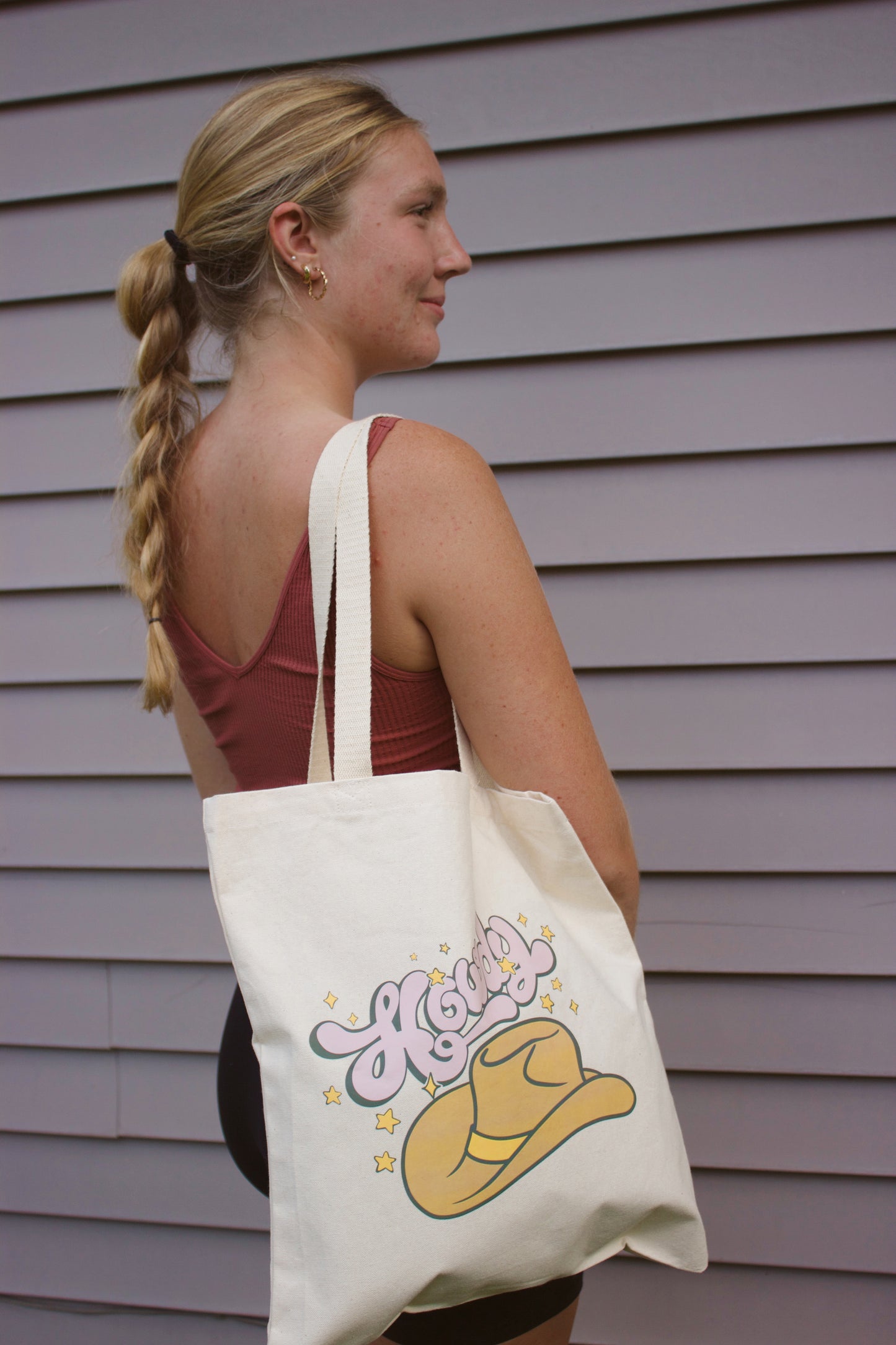 Western Howdy Tote Bag Organic Cotton Canvas